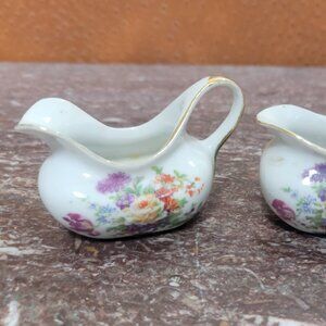 Tiny Hammersley Porcelain Pottery Creamer And Sugar Bowl Set